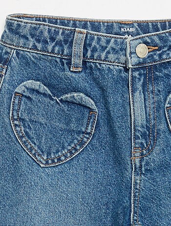 Pantalone wide leg con ricami a cuore