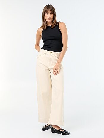 Pantalone wide leg con tasche intrecciate