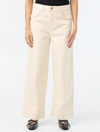 Pantalone wide leg con tasche intrecciate