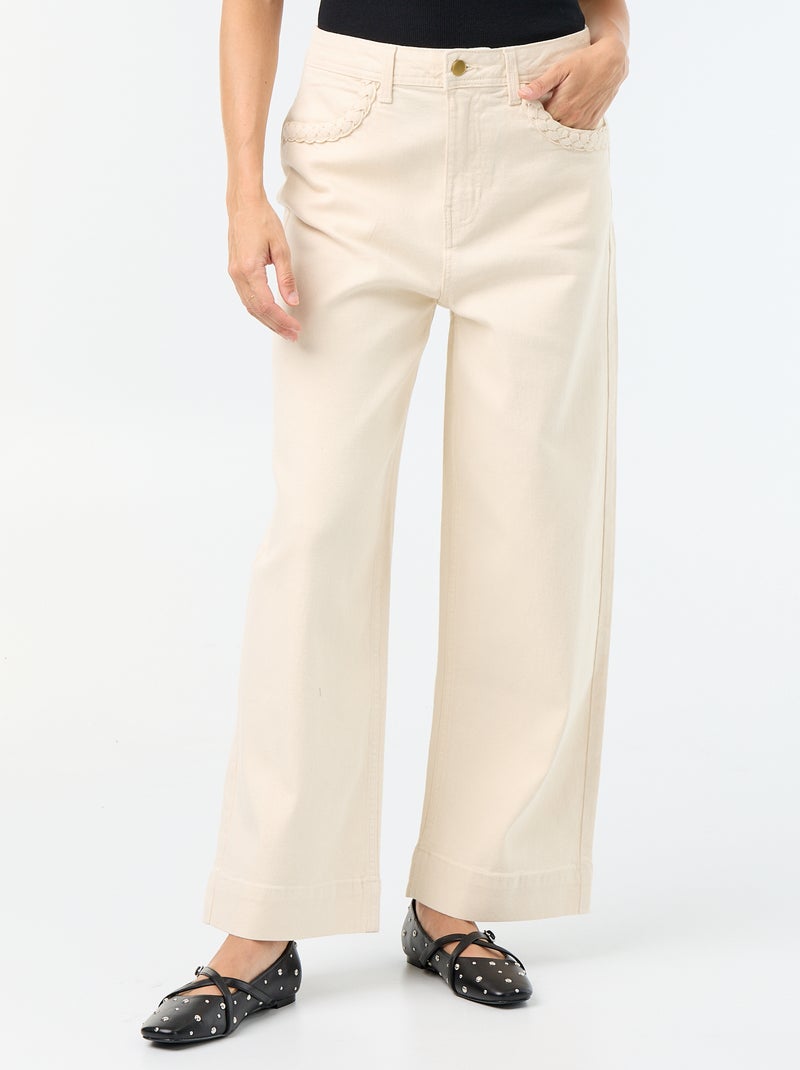 Pantalone wide leg con tasche intrecciate Bianco - Kiabi
