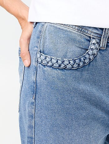 Pantalone wide leg con tasche intrecciate