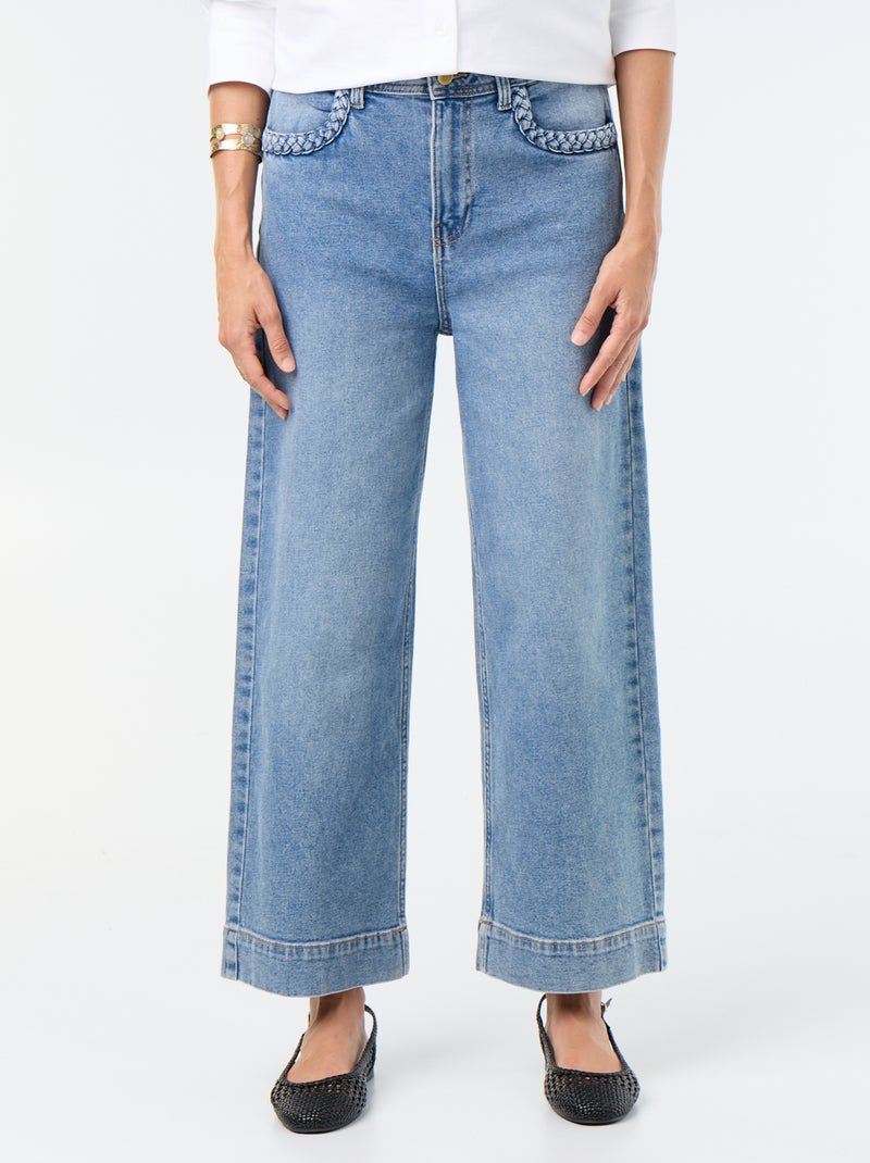 Pantalone wide leg con tasche intrecciate Blu - Kiabi