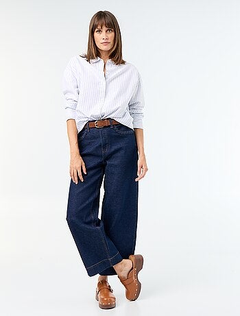 Pantalone wide leg con tasche intrecciate