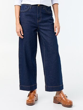 Pantalone wide leg con tasche intrecciate