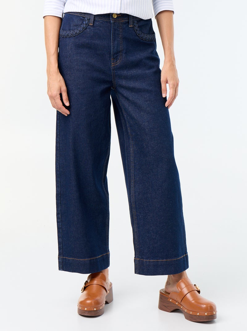Pantalone wide leg con tasche intrecciate Blu - Kiabi