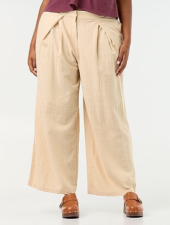 Pantalone wide leg in misto lino