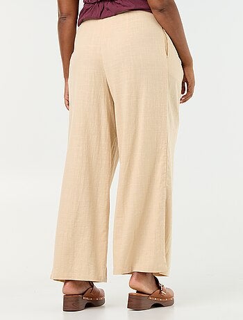 Pantalone wide leg in misto lino