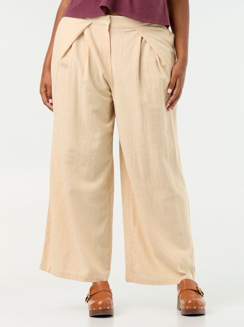 Pantalone wide leg in misto lino - Kiabi Pantalone wide leg in misto lino - Kiabi