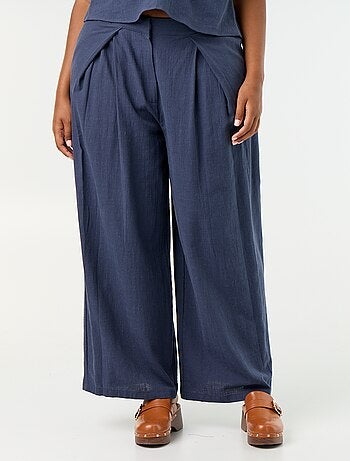 Pantalone wide leg in misto lino