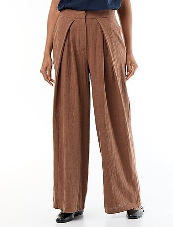 Pantalone wide leg in misto lino