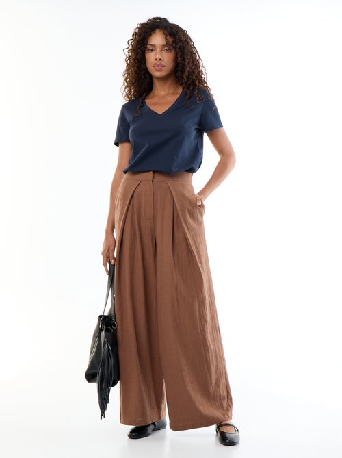 Pantalone wide leg in misto lino - Kiabi