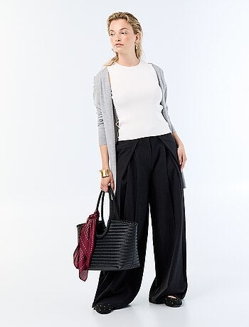 Pantalone wide leg in misto lino