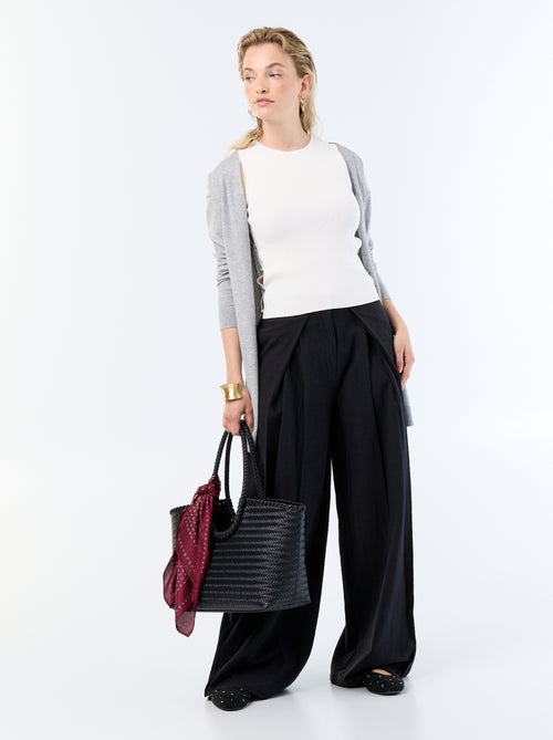 Pantalone wide leg in misto lino - Kiabi