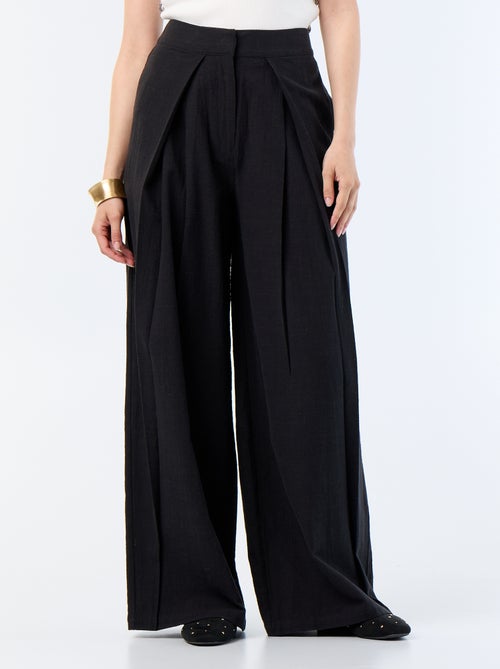 Pantalone wide leg in misto lino - Kiabi