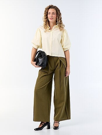 Pantalone wide leg in misto lino