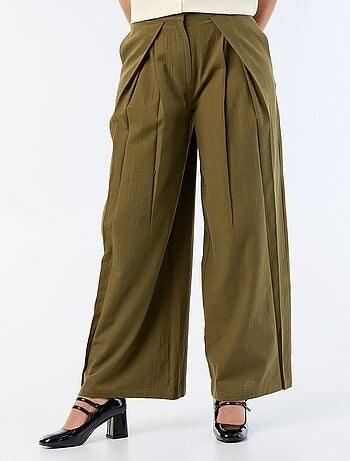 Pantalone wide leg in misto lino