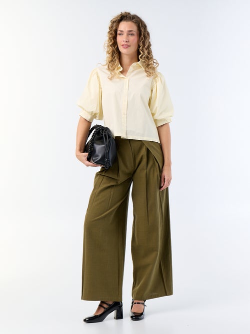 Pantalone wide leg in misto lino - Kiabi