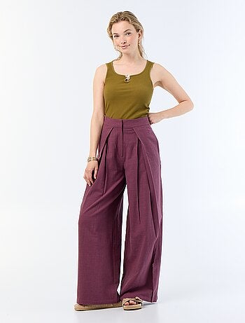 Pantalone wide leg in misto lino