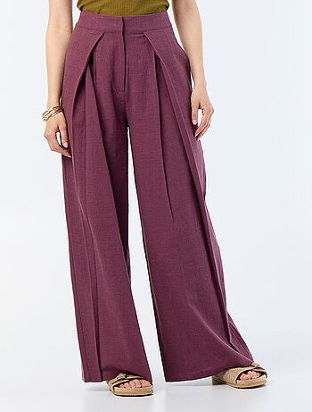 Pantalone wide leg in misto lino