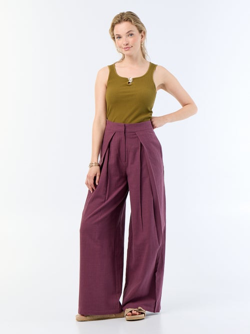 Pantalone wide leg in misto lino - Kiabi