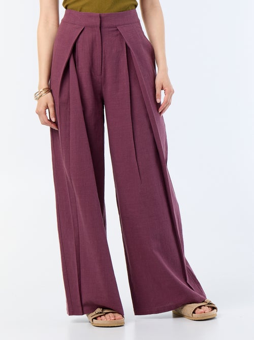 Pantalone wide leg in misto lino - Kiabi