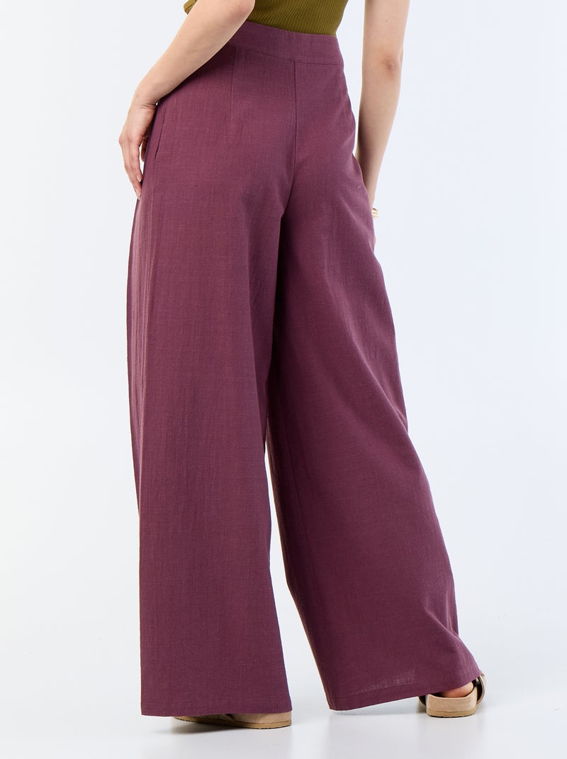 Pantalone wide leg in misto lino Viola - Kiabi