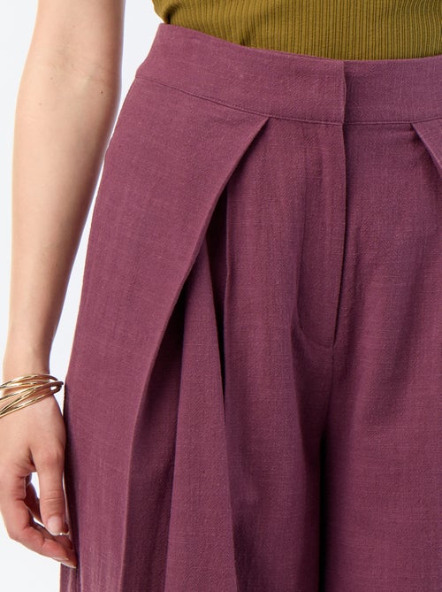 Pantalone wide leg in misto lino - Kiabi