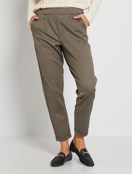 Pantaloni 7/8 pied de poule 'JDY' - marrone - Kiabi - 25.00€