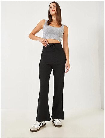 Pantaloni a coste a gamba larga con cintura lucci