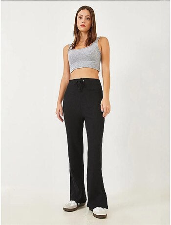 Pantaloni a coste a gamba larga con cintura lucci