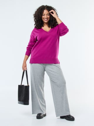 Pantaloni a coste ampi tinta unita