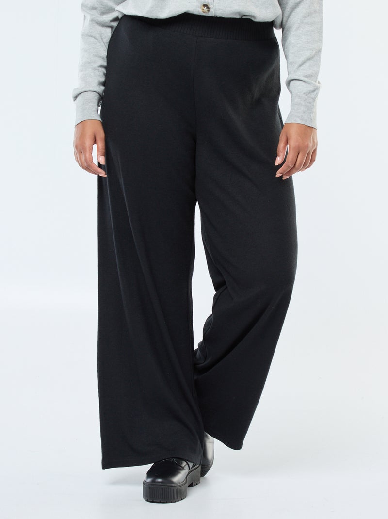 Pantaloni a coste ampi tinta unita Nero - Kiabi