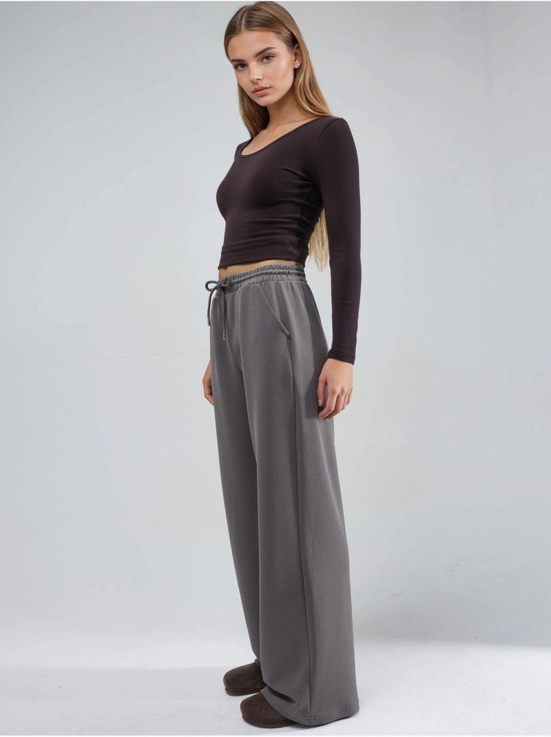 Pantaloni a costine con coulisse in vita busem Grigio scuro - Kiabi