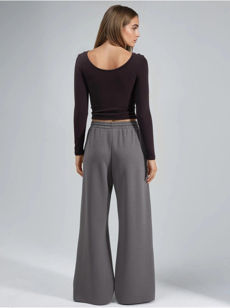 Pantaloni a costine con coulisse in vita busem Grigio scuro - Kiabi