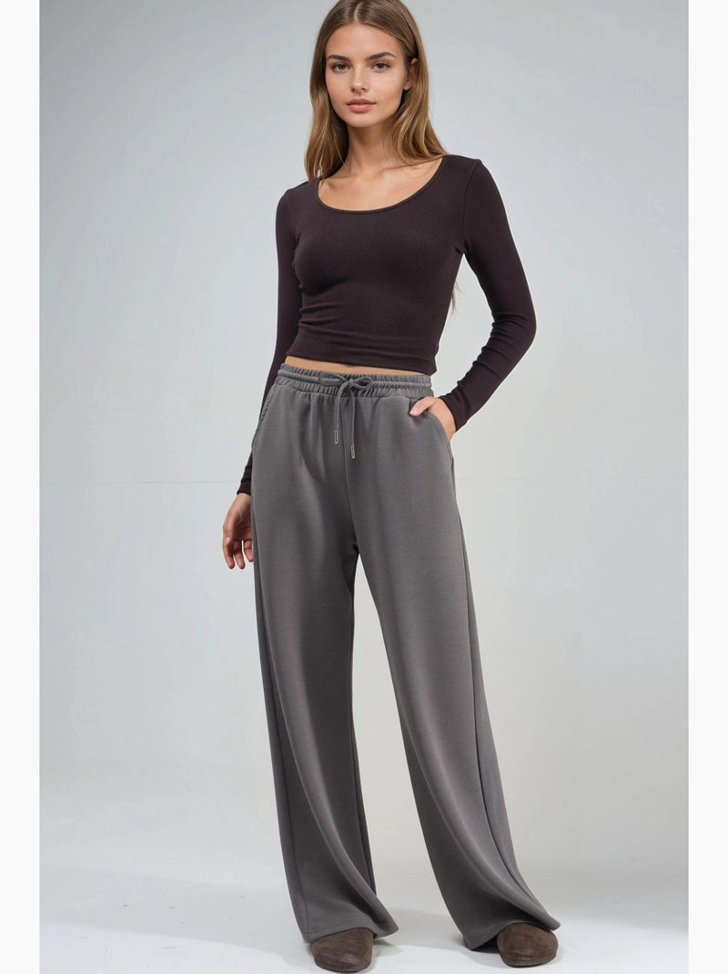 Pantaloni a costine con coulisse in vita busem Grigio scuro - Kiabi