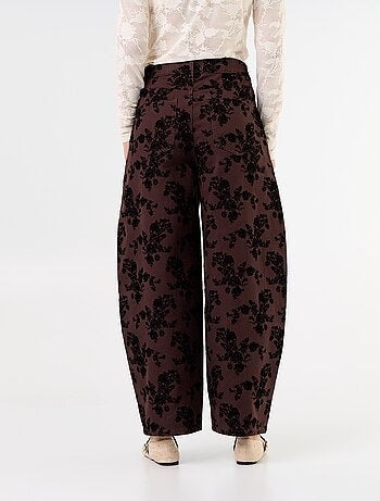 Pantaloni a forma a botte con stampa floccata