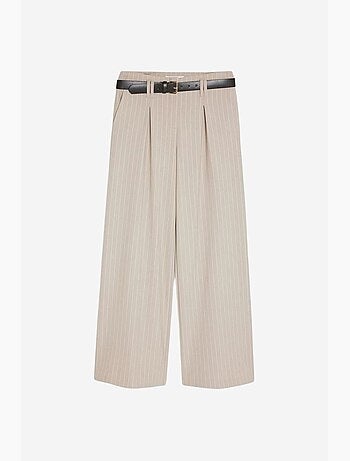 Pantaloni a gamba ampia a righe con pieghe dilvin