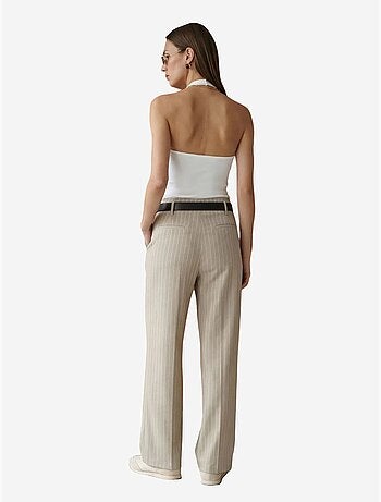 Pantaloni a gamba ampia a righe con pieghe dilvin