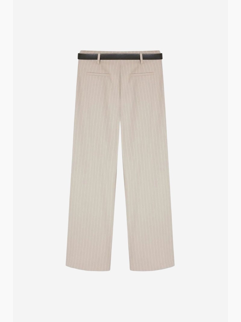Pantaloni a gamba ampia a righe con pieghe dilvin Beige argilla - Kiabi