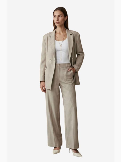 Pantaloni a gamba ampia a righe con pieghe dilvin - Kiabi Pantaloni a gamba ampia a righe con pieghe dilvin - Kiabi