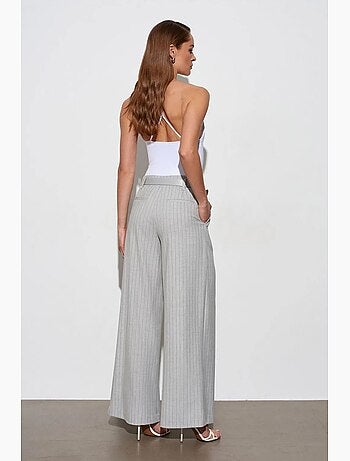 Pantaloni a gamba ampia a righe con pieghe dilvin