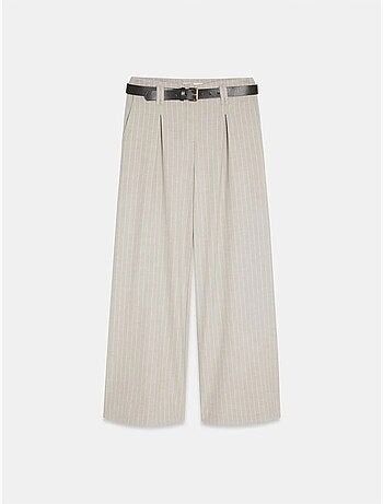 Pantaloni a gamba ampia a righe con pieghe dilvin
