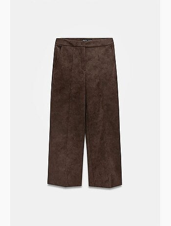 Pantaloni a gamba ampia a vita alta in finto suede dilvin