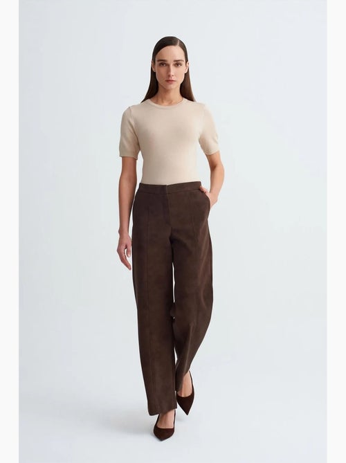 Pantaloni a gamba ampia a vita alta in finto suede dilvin - Kiabi Pantaloni a gamba ampia a vita alta in finto suede dilvin - Kiabi