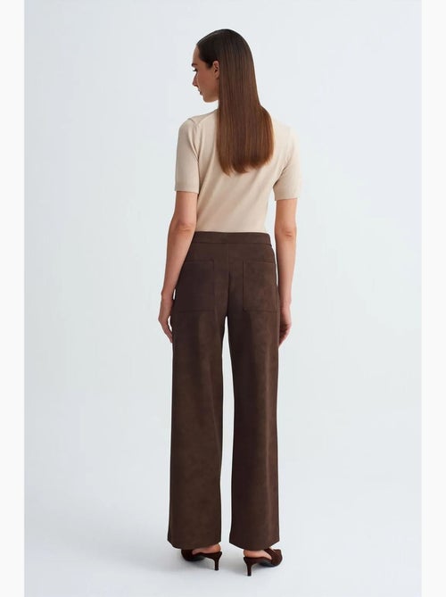Pantaloni a gamba ampia a vita alta in finto suede dilvin - Kiabi Pantaloni a gamba ampia a vita alta in finto suede dilvin - Kiabi