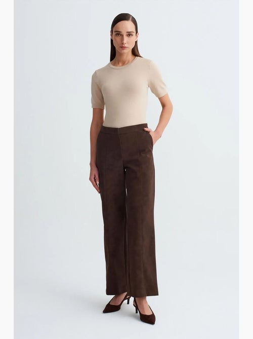 Pantaloni a gamba ampia a vita alta in finto suede dilvin - Kiabi Pantaloni a gamba ampia a vita alta in finto suede dilvin - Kiabi