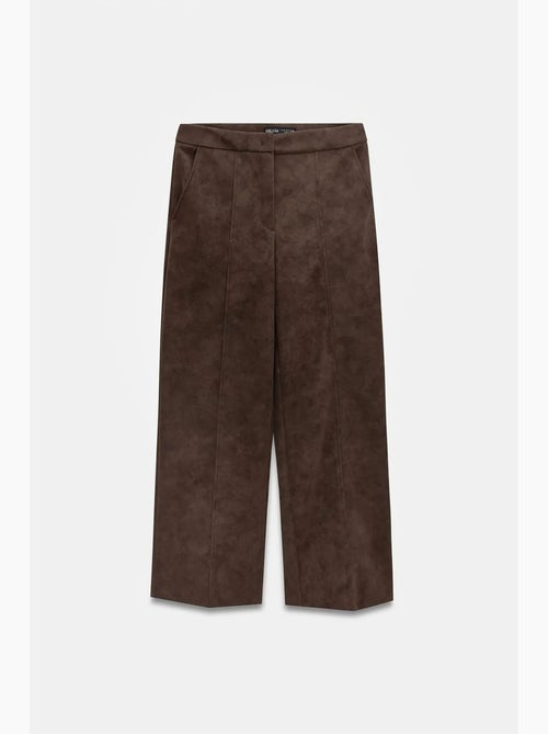 Pantaloni a gamba ampia a vita alta in finto suede dilvin - Kiabi Pantaloni a gamba ampia a vita alta in finto suede dilvin - Kiabi