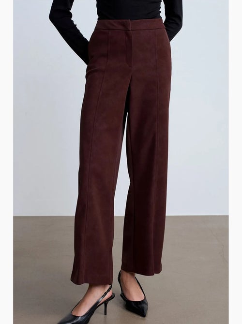 Pantaloni a gamba ampia a vita alta in finto suede dilvin - Kiabi Pantaloni a gamba ampia a vita alta in finto suede dilvin - Kiabi