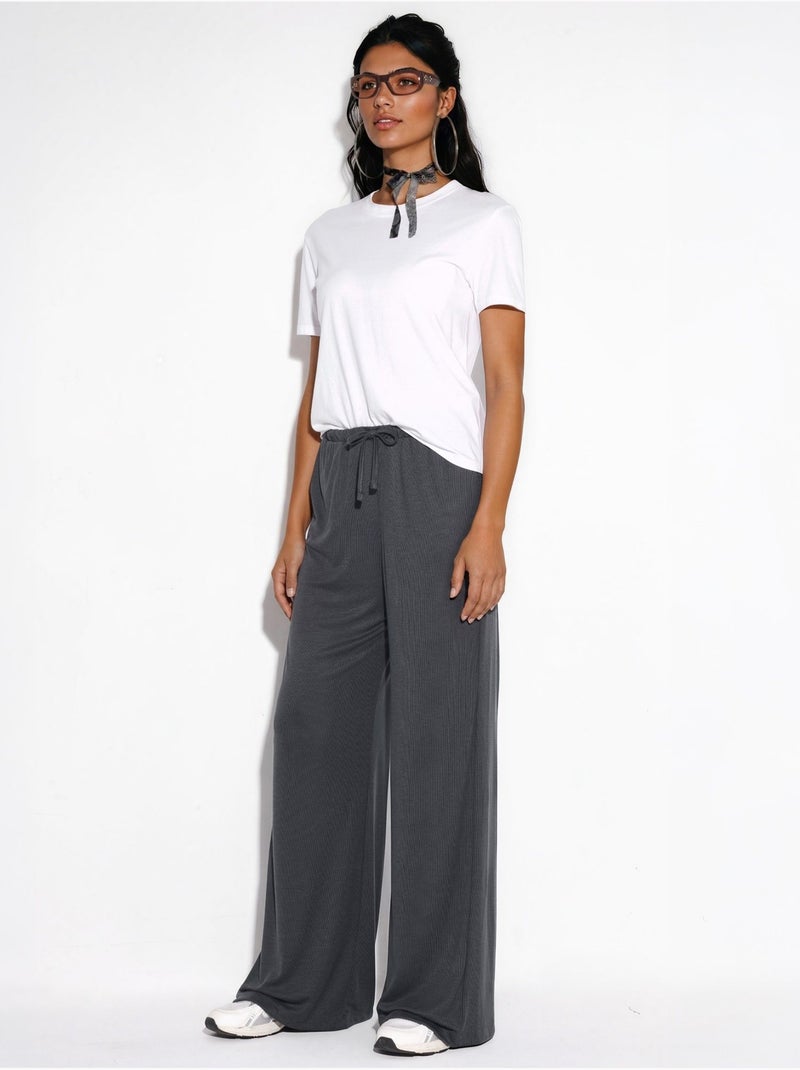 Pantaloni a gamba ampia con coulisse busem Grigio nero - Kiabi