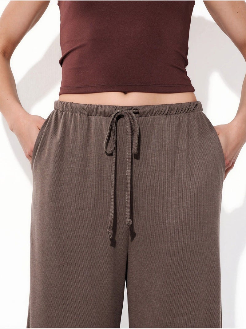Pantaloni a gamba ampia con coulisse busem Tortora - Kiabi
